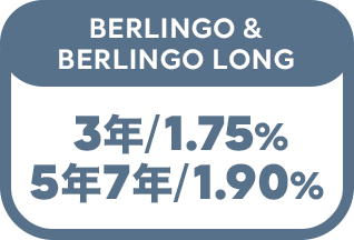 BERLINGO & BERLINGO LONG 3年／1.75%　5年7年／1.90%